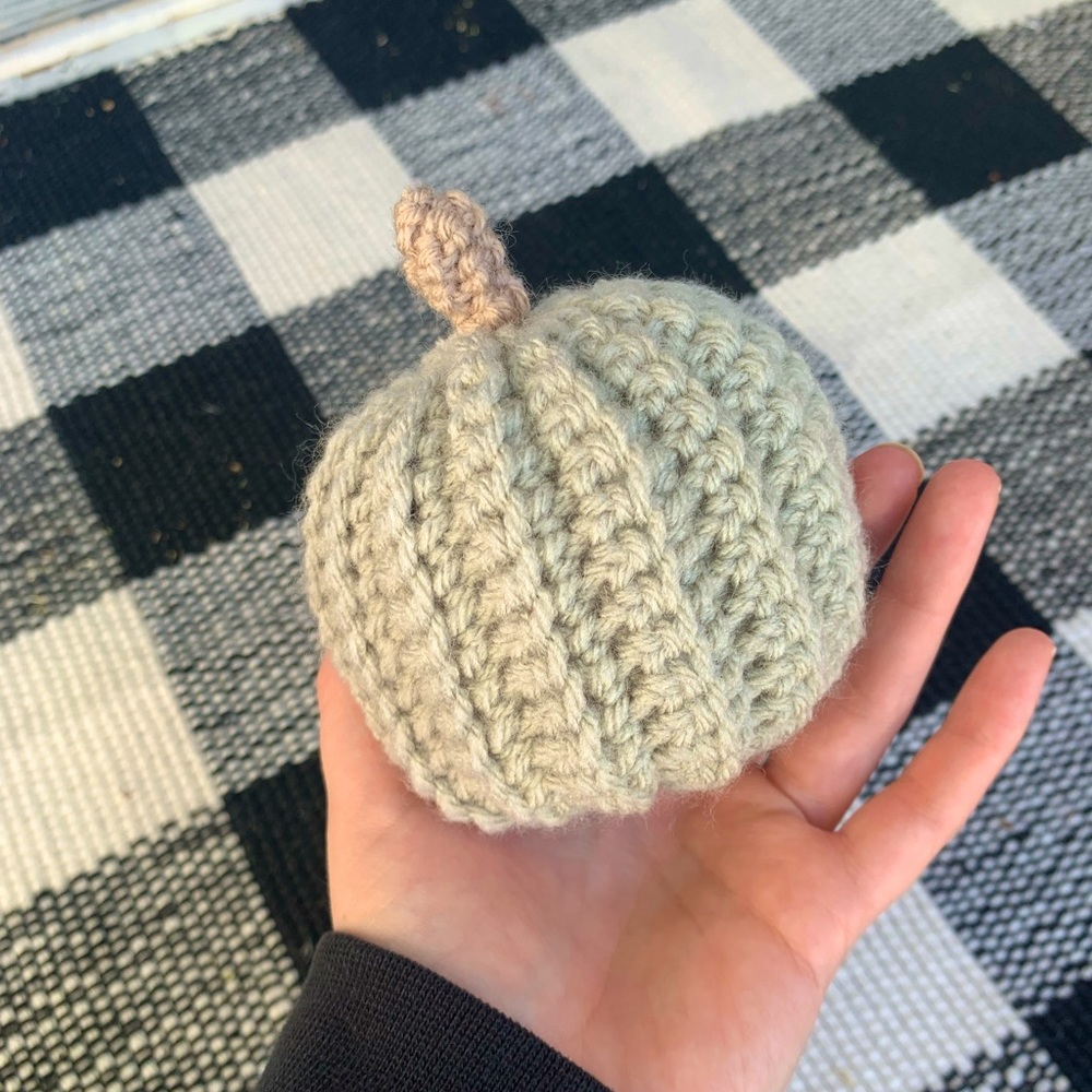 Soft Seafoam Crochet Pumpkin